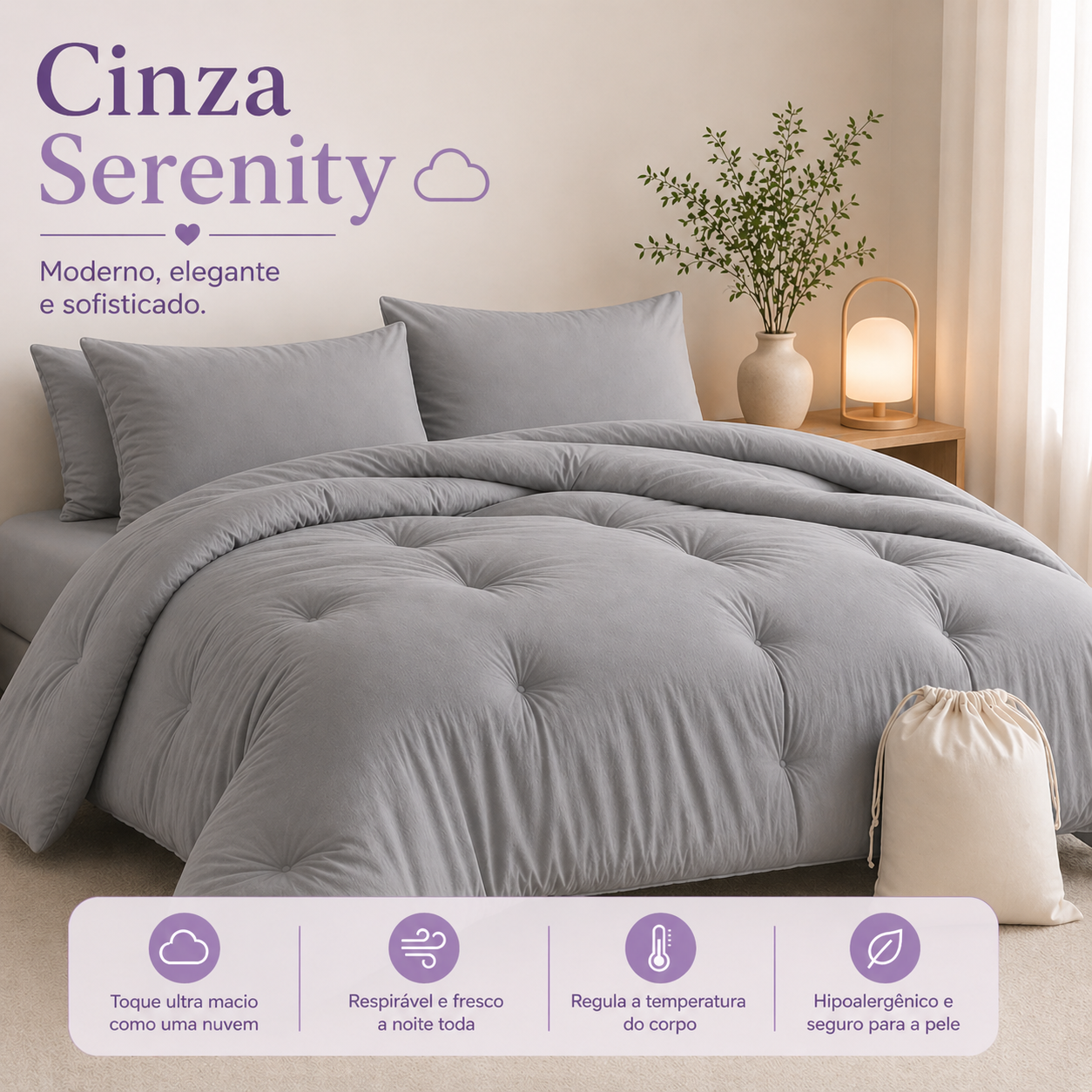 Edredom Premium Cinza Serenity